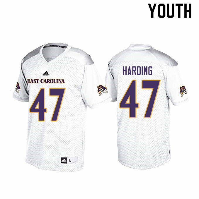 Youth #47 Collin Harding ECU Pirates College Football Jerseys Sale-White - Click Image to Close